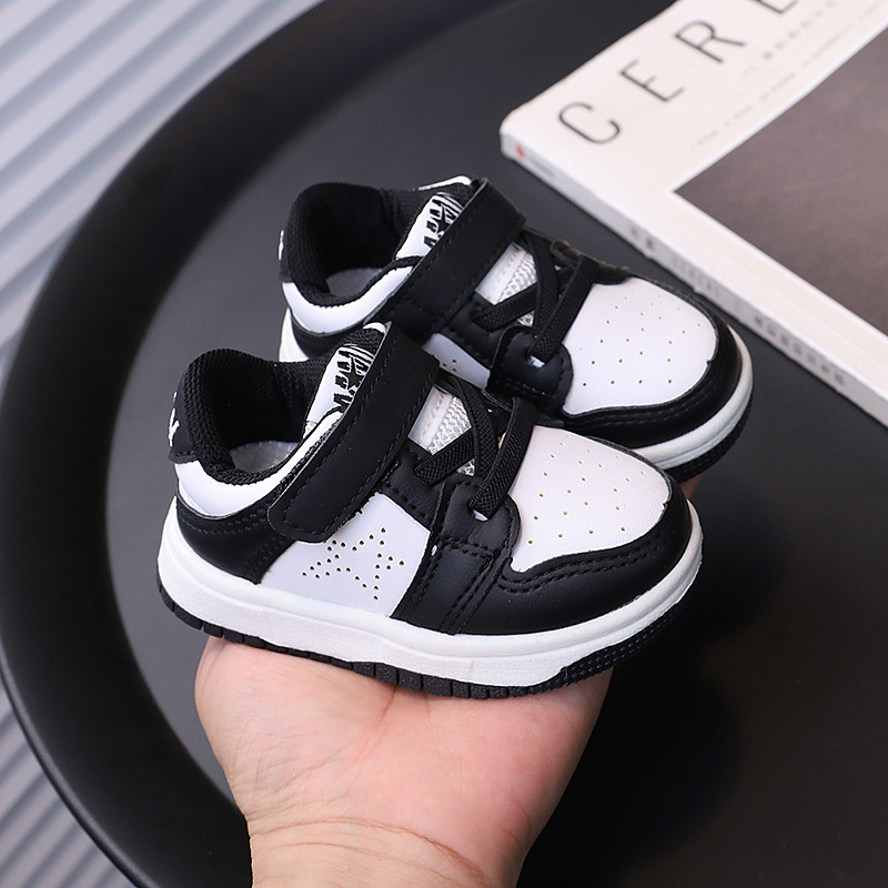 Bijele dječje tenisice s Velcro zatvaračem, panda dizajn, unisex, niski kroj, korejski stil