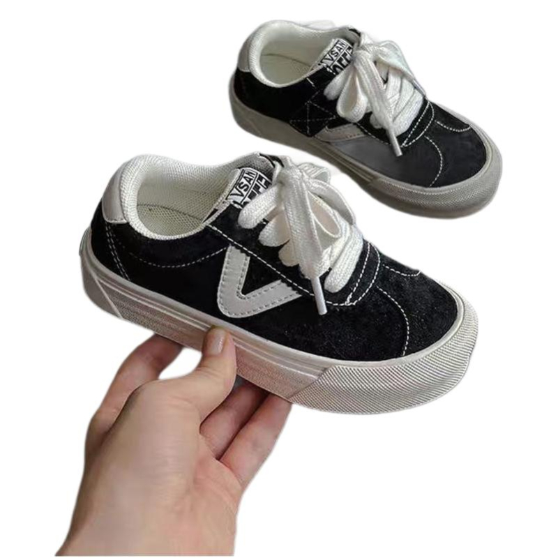 Pantofi sport pentru copii, stil coreean, închidere Velcro, model primăvară-toamnă, exterior din piele sintetică, talpă din cauciuc