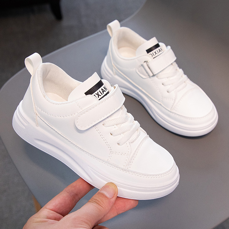 Dječje bijele tenisice s prozračnom mrežom, unisex, za školu i vrtić, s Velcro zatvaračem, niski model, gumeni potplat