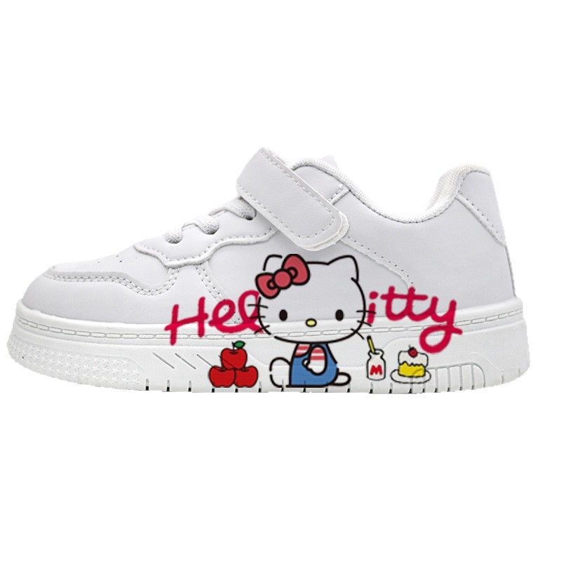 Hello Kitty tenisice za djecu – dizajn u suradnji, bijele niske tenisice za djevojčice, s Velcro zatvaračem, crtić dizajn