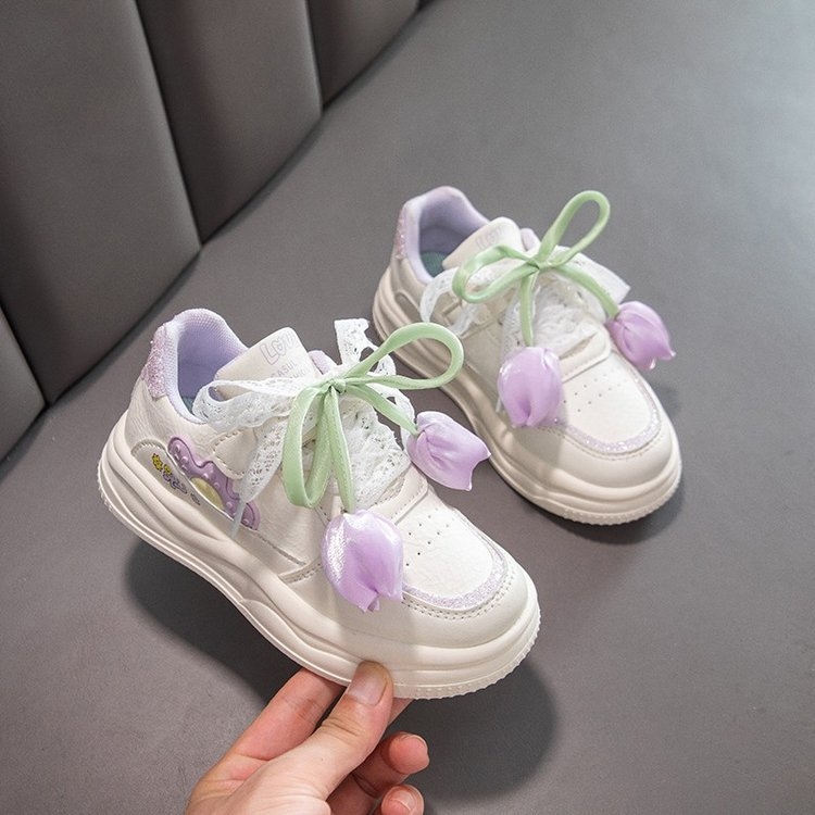 Dječje tenisice s Velcro kopčanjem, floralni motiv, umjetna PU gornja, gumeni potplat, injekcijski oblikovan potplat
