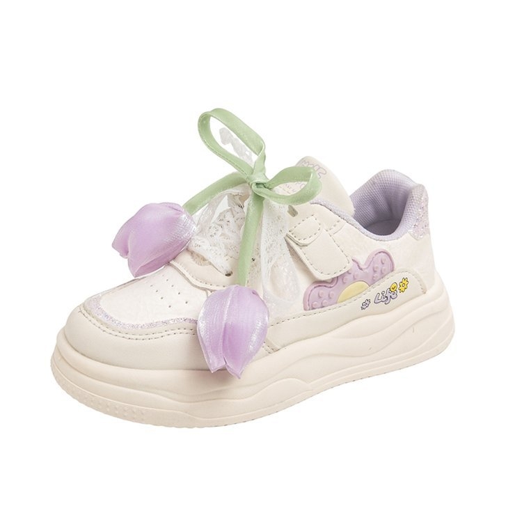 Dječje tenisice s Velcro kopčanjem, floralni motiv, umjetna PU gornja, gumeni potplat, injekcijski oblikovan potplat