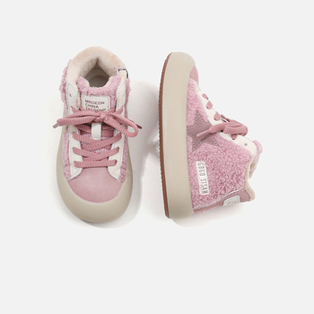 Detské tenisky s kórejským štýlom, fleecová podšívka, bočný zips, stredná výška vršku, gumová podrážka