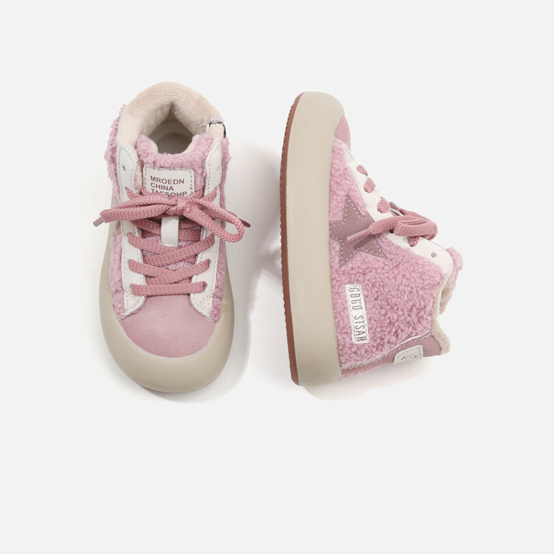 Detské tenisky s kórejským štýlom, fleecová podšívka, bočný zips, stredná výška vršku, gumová podrážka