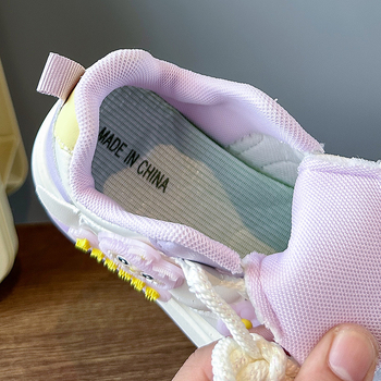 Dječje tenisice za djevojčice s Velcro - niski gornji dio, gornji dio od umjetne PU, plastična potplat, crtani uzorak, mrežasti podstava