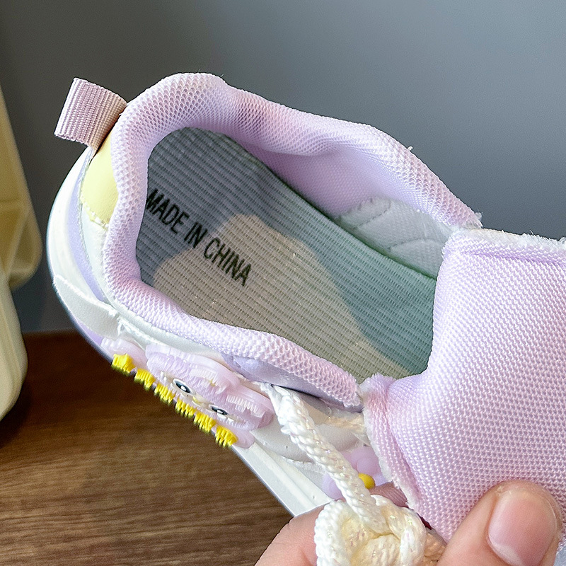 Dječje tenisice za djevojčice s Velcro - niski gornji dio, gornji dio od umjetne PU, plastična potplat, crtani uzorak, mrežasti podstava