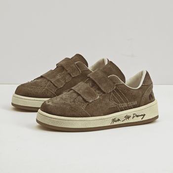Dječje tenisice od prave kože s Velcro zatvaračem, retro stil, niski vrh, gumeni potplat