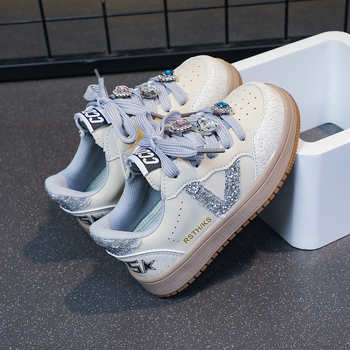 Lányoknak szóló koreai stílusú sportcipő, könnyű, Velcro zárás, műbőr felsőrész, kompozit talp