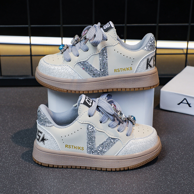 Lányoknak szóló koreai stílusú sportcipő, könnyű, Velcro zárás, műbőr felsőrész, kompozit talp