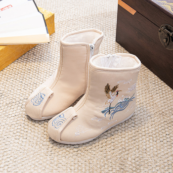 Dječje Hanfu čizme, nacionalni stil, platnene gore, bočni zip, za dob 2–14 godina