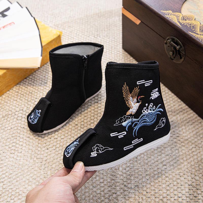 Dječje Hanfu čizme, nacionalni stil, platnene gore, bočni zip, za dob 2–14 godina