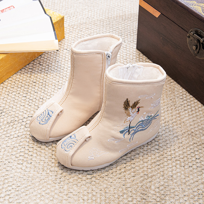 Dječje Hanfu čizme, nacionalni stil, platnene gore, bočni zip, za dob 2–14 godina