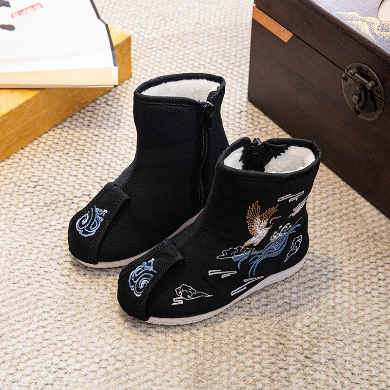 Dječje Hanfu čizme, nacionalni stil, platnene gore, bočni zip, za dob 2–14 godina