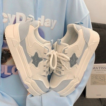 Detské tenisky s hrubou podrážkou, hviezdičkový dizajn, vysoký vršok (Horná časť: syntetická koža; Podrážka: guma; Vysoký vršok; Vek: 4–16 rokov)