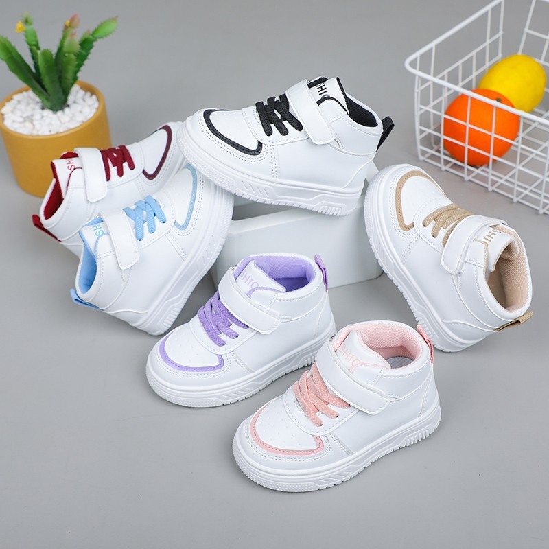 Detské vysoké tenisky s PU vrchnou časťou, priedušné, odolné voči opotrebeniu, so zapínaním na suchý zips, unisex, gumová podrážka, pre deti 1–12 rokov