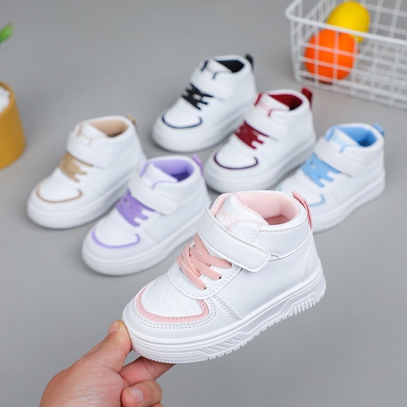 Detské vysoké tenisky s PU vrchnou časťou, priedušné, odolné voči opotrebeniu, so zapínaním na suchý zips, unisex, gumová podrážka, pre deti 1–12 rokov