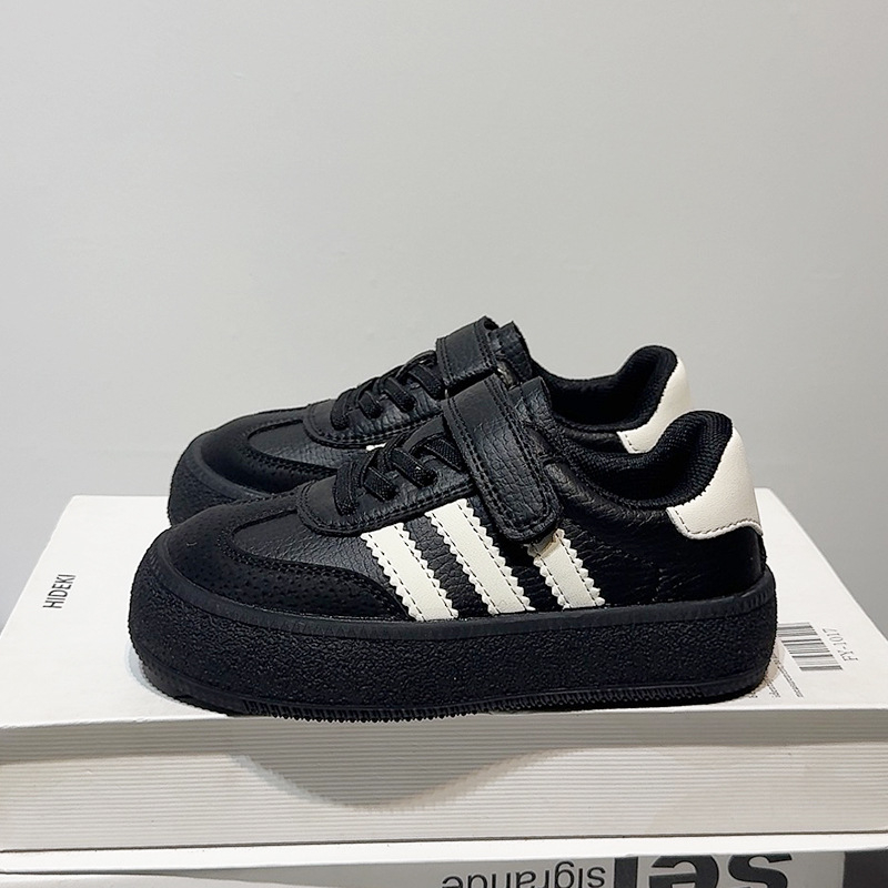Djeca tenisice za trening od prave kože s Velcro kopčom, dvostruka koža na gornjem dijelu, gumeni potplat, niski profil, korejski stil, tekstilna uložak, platforma