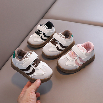 Pantofi sport pentru copii din piele artificială, cu Velcro, talpă din cauciuc rezistentă la abraziune, pentru copii 1–6 ani