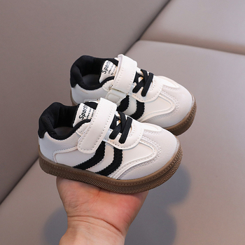 Pantofi sport pentru copii din piele artificială, cu Velcro, talpă din cauciuc rezistentă la abraziune, pentru copii 1–6 ani