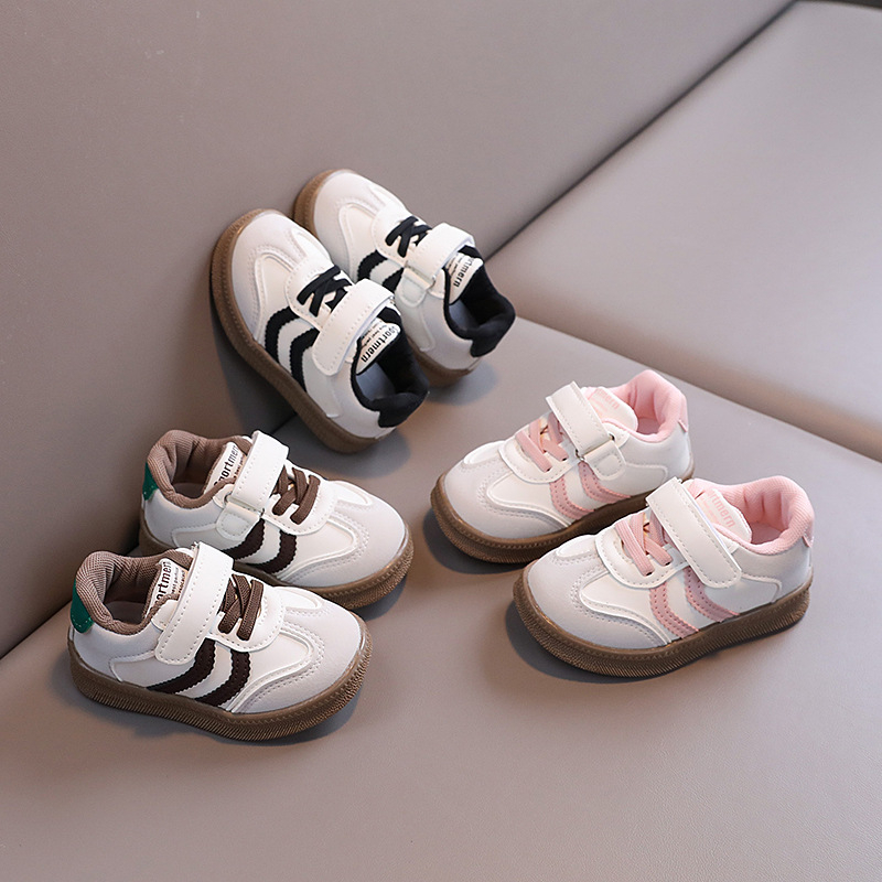 Pantofi sport pentru copii din piele artificială, cu Velcro, talpă din cauciuc rezistentă la abraziune, pentru copii 1–6 ani