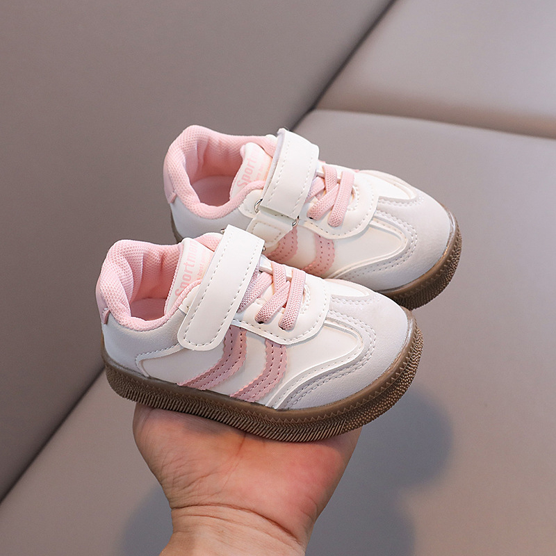 Pantofi sport pentru copii din piele artificială, cu Velcro, talpă din cauciuc rezistentă la abraziune, pentru copii 1–6 ani