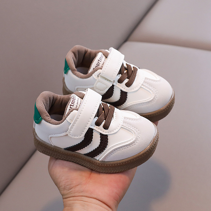 Pantofi sport pentru copii din piele artificială, cu Velcro, talpă din cauciuc rezistentă la abraziune, pentru copii 1–6 ani