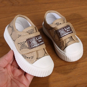 Detské plátenné tenisky na suchý zips s pruhovaným vzorom, PVC podrážka, pre vek 1–3 rokov, jar-jesen