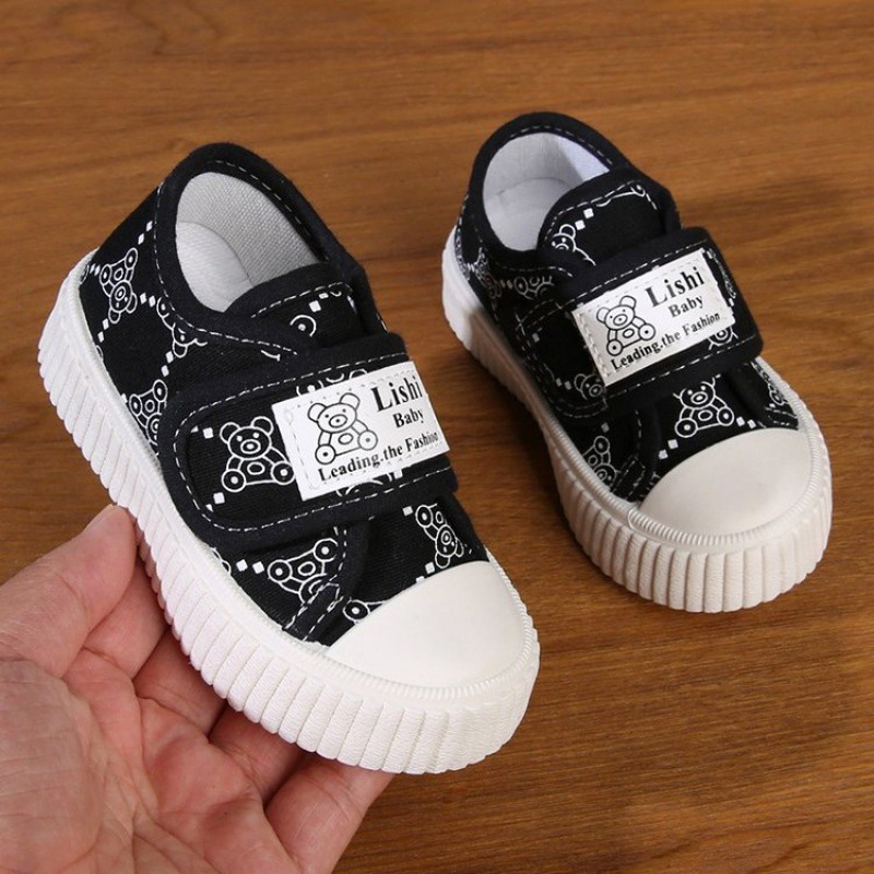 Detské plátenné tenisky na suchý zips s pruhovaným vzorom, PVC podrážka, pre vek 1–3 rokov, jar-jesen