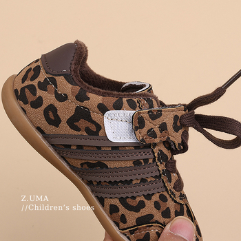 Pantofi sport de iarnă pentru copii, cu partea superioară din nubuk, căptușeală din fleece, închidere Velcro, talpă din cauciuc antiderapantă, unisex