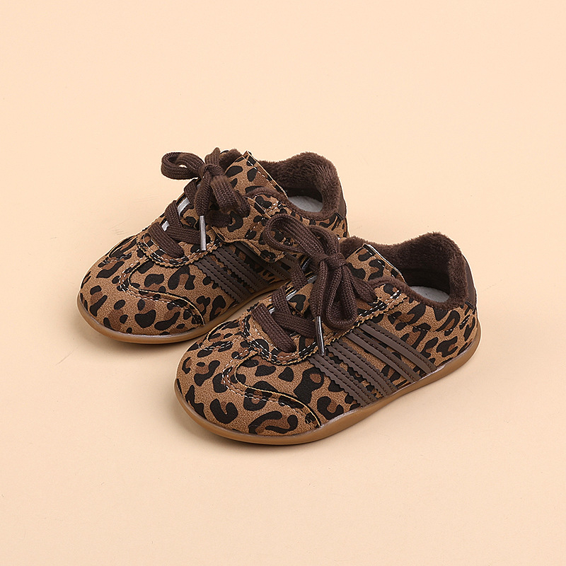 Pantofi sport de iarnă pentru copii, cu partea superioară din nubuk, căptușeală din fleece, închidere Velcro, talpă din cauciuc antiderapantă, unisex