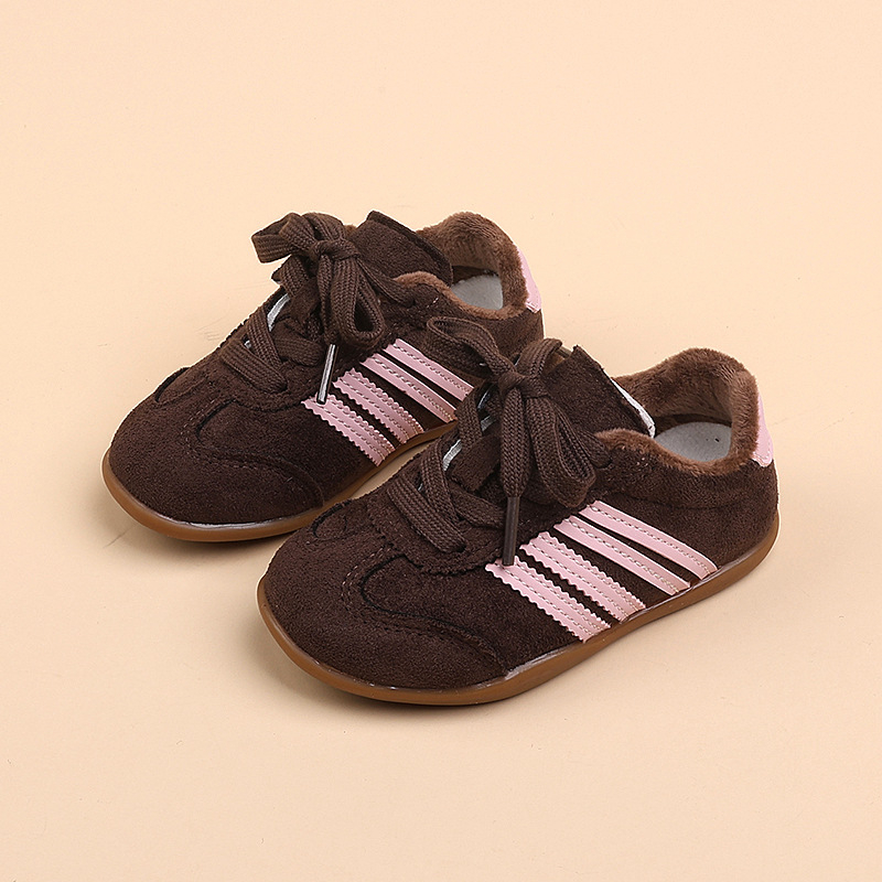 Pantofi sport de iarnă pentru copii, cu partea superioară din nubuk, căptușeală din fleece, închidere Velcro, talpă din cauciuc antiderapantă, unisex