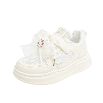 Pantofi sport pentru fete, din plasă, cu Velcro, suprafață PU+ plasă, talpă din cauciuc, model desen animat, primăvara 2025