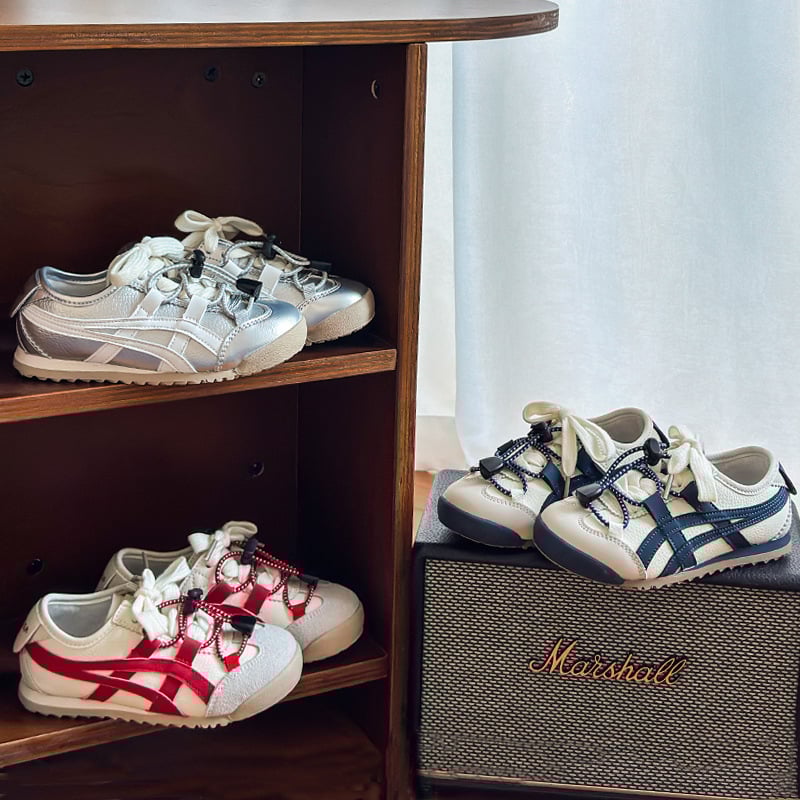 Gyerek Forrest Gump sportcipő, légáteresztő mikroszálas felsőrész, gumitalp, tépőzár, csíkos mintázat, uniszex