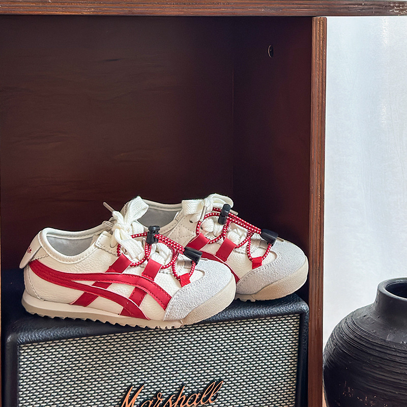 Gyerek Forrest Gump sportcipő, légáteresztő mikroszálas felsőrész, gumitalp, tépőzár, csíkos mintázat, uniszex