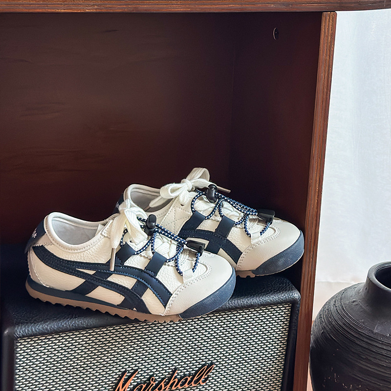 Gyerek Forrest Gump sportcipő, légáteresztő mikroszálas felsőrész, gumitalp, tépőzár, csíkos mintázat, uniszex