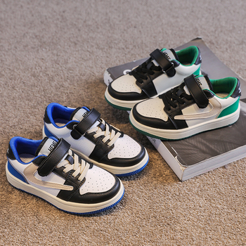 Pantofi sport pentru copii cu platformă, din piele microfibră, stil coreean, închidere cu Velcro, talpă din cauciuc