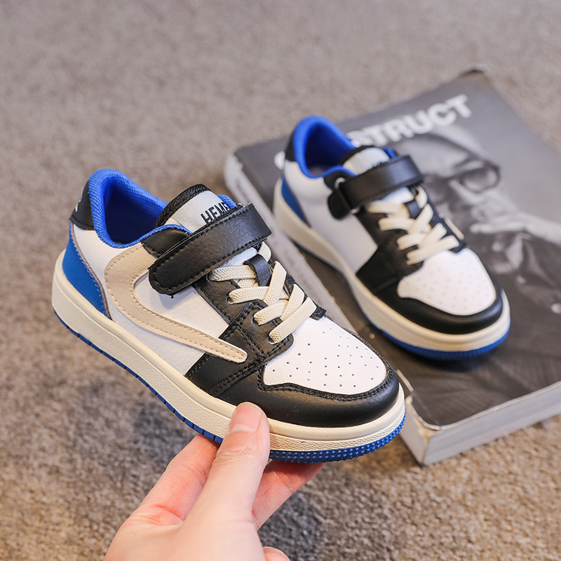 Pantofi sport pentru copii cu platformă, din piele microfibră, stil coreean, închidere cu Velcro, talpă din cauciuc