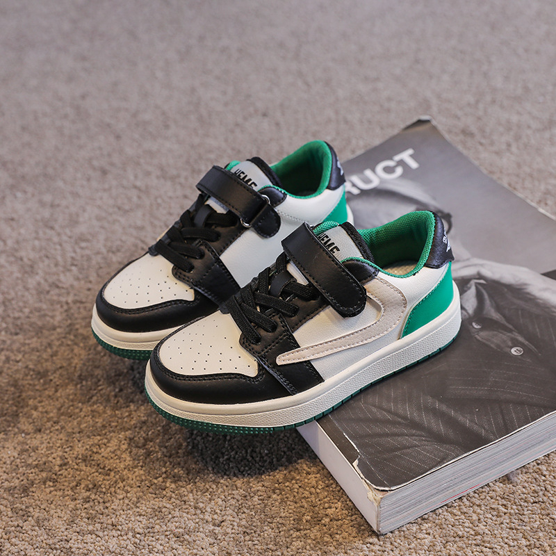 Pantofi sport pentru copii cu platformă, din piele microfibră, stil coreean, închidere cu Velcro, talpă din cauciuc