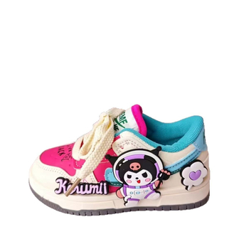 Pantofi sport pentru fete, talpă groasă, exterior PU sintetic, talpă din cauciuc, Velcro închidere, talpă joasă, stil desen animat, vara 2025