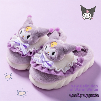 Detské bavlnené papuče na zimu, cartoon vzor, štýl princezná, protišmyková podrážka