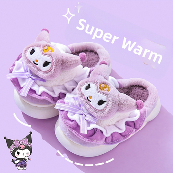Detské bavlnené papuče na zimu, cartoon vzor, štýl princezná, protišmyková podrážka