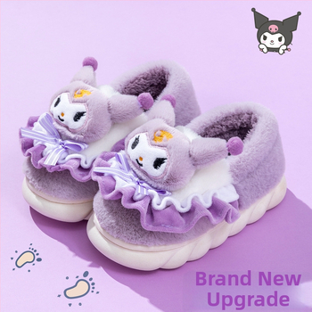 Detské bavlnené papuče na zimu, cartoon vzor, štýl princezná, protišmyková podrážka