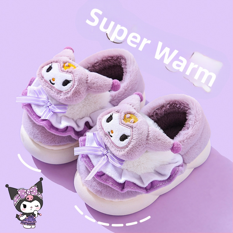Detské bavlnené papuče na zimu, cartoon vzor, štýl princezná, protišmyková podrážka