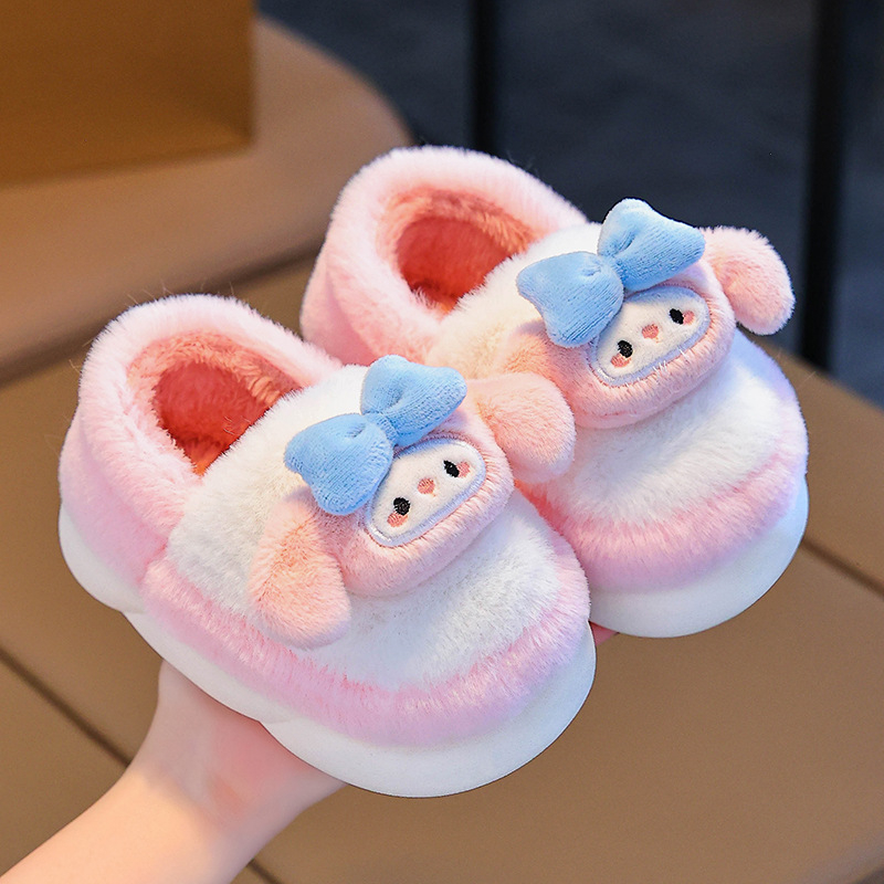 Detské bavlnené papuče na zimu, cartoon vzor, štýl princezná, protišmyková podrážka