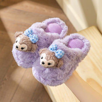 Papuci de bumbac pentru copii, stil prințesă, model animal, talpă PVC anti-derapant, vârste 4–16