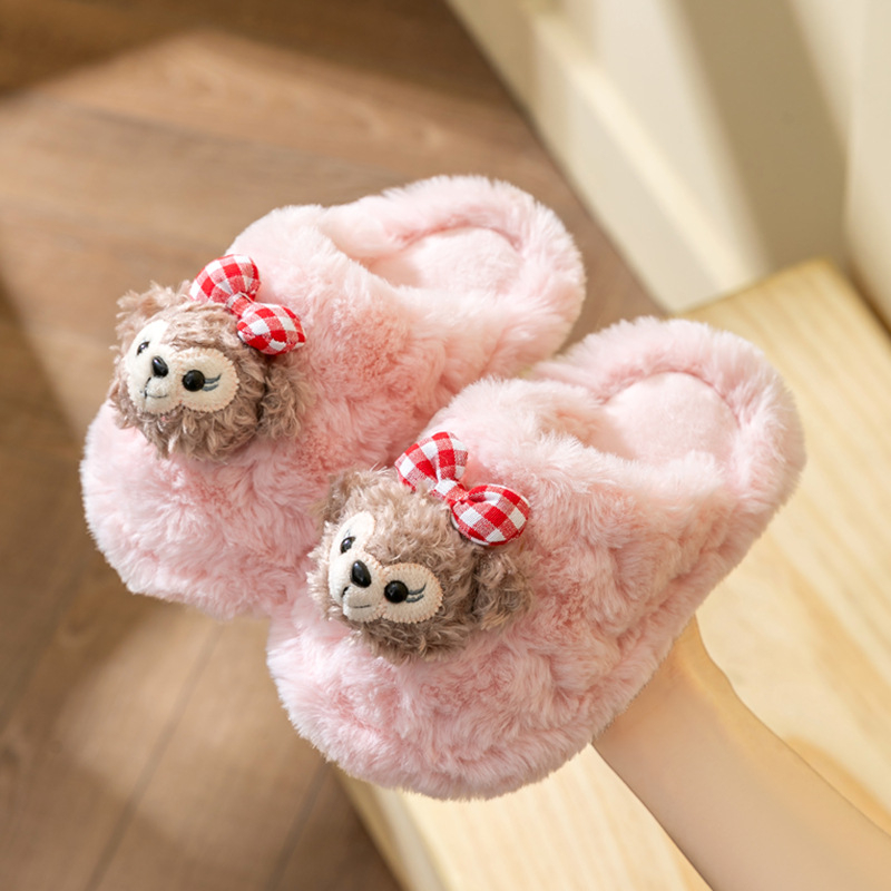 Papuci de bumbac pentru copii, stil prințesă, model animal, talpă PVC anti-derapant, vârste 4–16