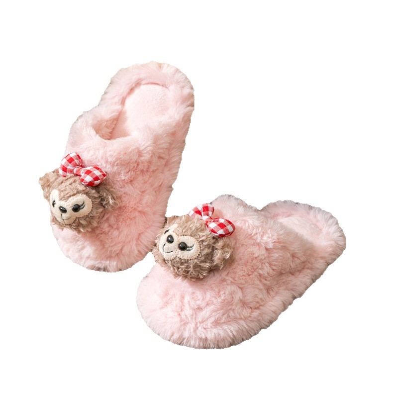 Papuci de bumbac pentru copii, stil prințesă, model animal, talpă PVC anti-derapant, vârste 4–16