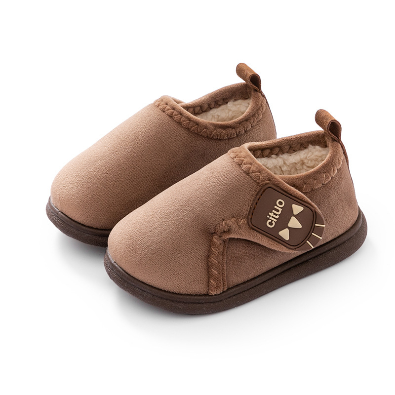 Zimske dječje pamučne papuče, unisex, tople, protuklizna potplata, podstavljene fleeceom, zatvaranje Velcro, zatvoren stražnji dio, za bebe i djecu