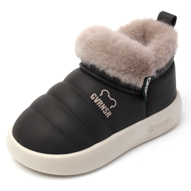 Noble Shark dječje papuče s PU kožom, podstavljene pamukom, anti-slip potplat, zatvoren pet, jednobojne, za djecu 4–12 godina, zima 2025