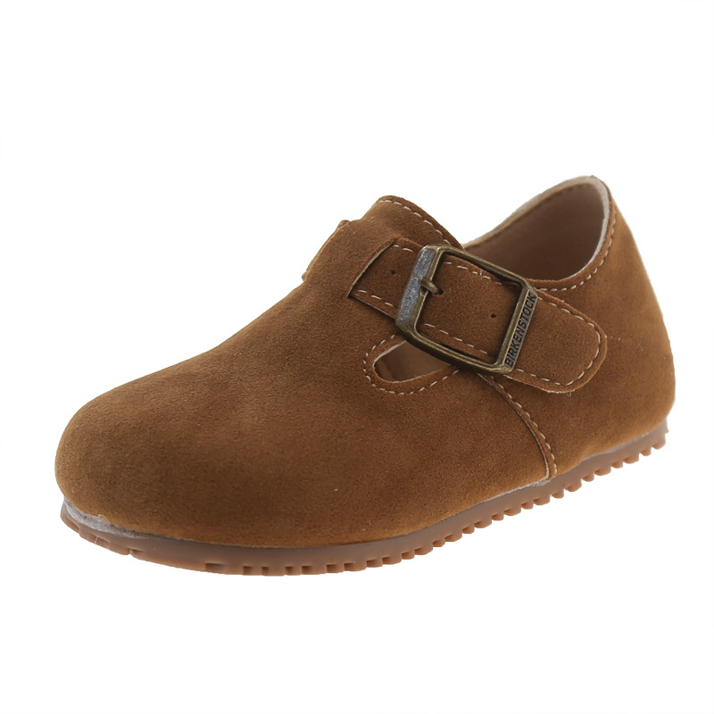 Dječje cipele u Birkenstock stilu s mekanom potplatom, Velcro zatvaranje, gornji dio nubuk kože, uložak od tekstila, unutarnja koža, potplat od tele tetive